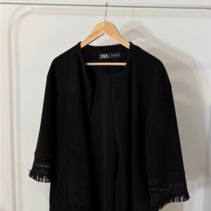 Zara Elegant Black Open-Front Jacket